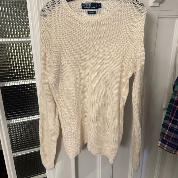 Ralph Lauren Women’s Open Knit LINEN Sweater Crew Neck Long Sleeve Sz S - Picture 12 of 13